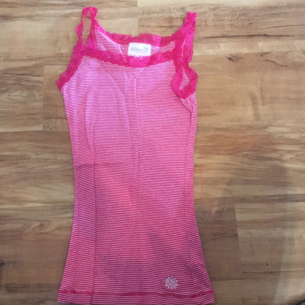 Pink Laced and Striped Tank